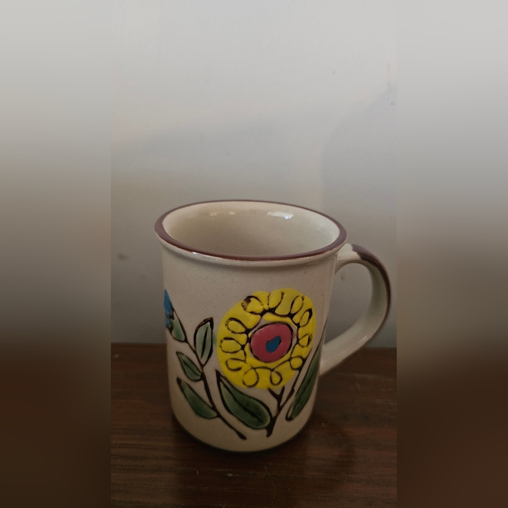 Floral Ceramic Mug with Colorful Design
